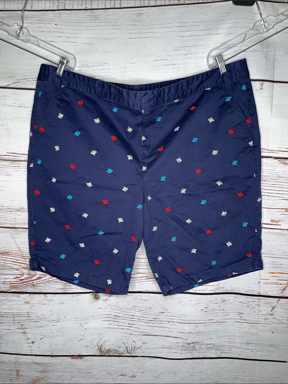 Joan Rivers NWT Sz 3X Navy Blue - Bee Embroidered Signature Twill Bermuda Shorts